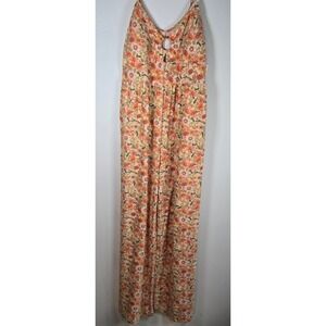 SO Floral Print Jumpsuit Keyhole Sleeveless Casual Summer Jumpsuit L BOHO